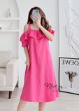  Đầm trễ vai dáng suông thắt nơ vai - D2519 