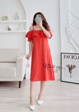  Đầm trễ vai dáng suông thắt nơ vai - D2519 