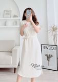  Đầm thun dáng suông cổ tròn kèm dây thắt eo - D2522 
