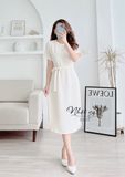  Đầm thun dáng suông cổ tròn kèm dây thắt eo - D2522 