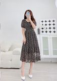  Đầm hoa babydoll đuôi cá thắt nơ cổ - D2531 