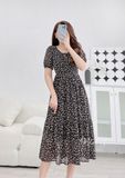  Đầm hoa babydoll đuôi cá thắt nơ cổ - D2531 