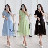  Đầm cổ tim phối bèo form dáng xoè - D2533 