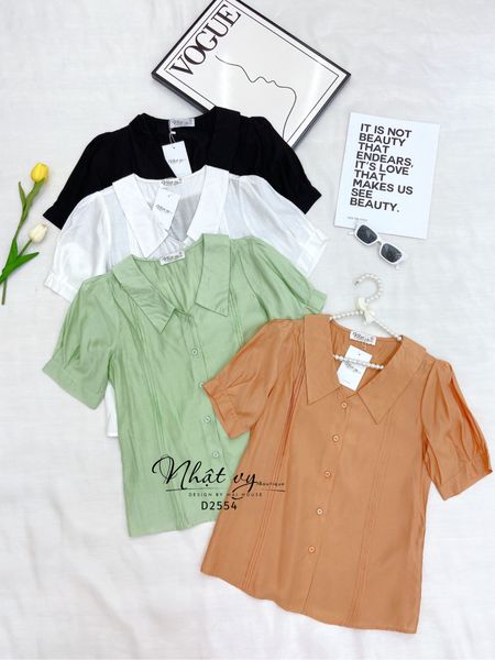  Áo sơ mi cổ tim phối viền sọc - D2554 