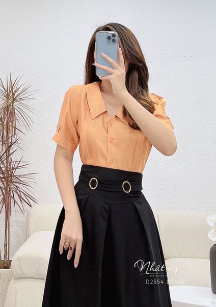  Áo sơ mi cổ tim phối viền sọc - D2554 