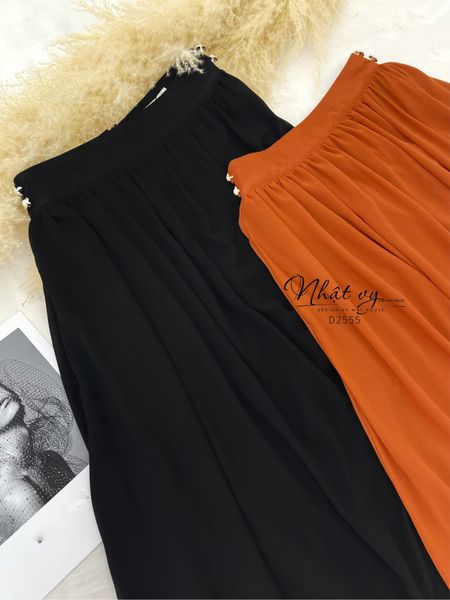  Chân váy voan lưng thun đính nút giả - D2555 