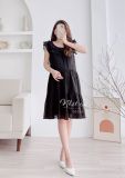  Đầm cổ tròn phối bèo vai dáng suông tầng - D2558 