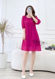  Đầm babydoll cổ vuông tay lửng bo thun - D2572 