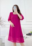  Đầm babydoll cổ vuông tay lửng bo thun - D2572 