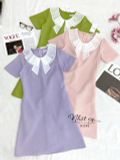  Đầm suông cổ tròn phối viền bèo dập ly - D2595 