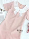  Đầm suông cổ tròn phối viền bèo dập ly - D2595 