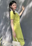  Đầm suông cổ tròn phối viền bèo dập ly - D2595 