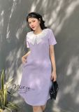  Đầm suông cổ tròn phối viền bèo dập ly - D2595 