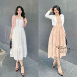  Đầm 2 dây nhún ngực đính cúc giả - D2605 