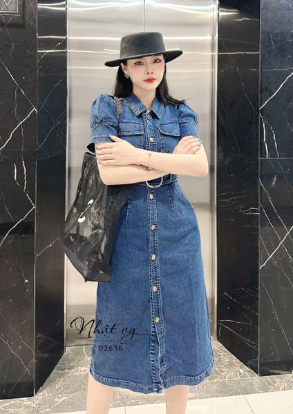  Đầm jean dáng dài kèm dây rời - D2636 
