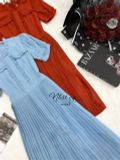  Đầm dập ly dáng ôm ngực viền bèo cách điệu - D2652 