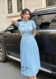  Đầm dập ly dáng ôm ngực viền bèo cách điệu - D2652 