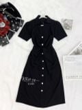  Đầm xoắn eo cổ sơ mi đính cúc giả - D2669 
