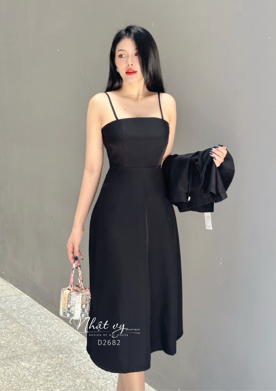  Đầm maxi 2 dây dáng xoè  - D2682 