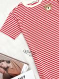  Đầm thun sọc form dáng suông - D2722 