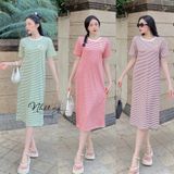  Đầm thun sọc form dáng suông - D2722 