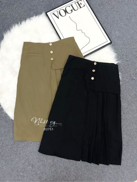  Chân váy xếp ly đính cúc giả - D2751 