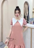  Đầm suông đuôi cá cổ tròn phối bèo cổ - D2757 