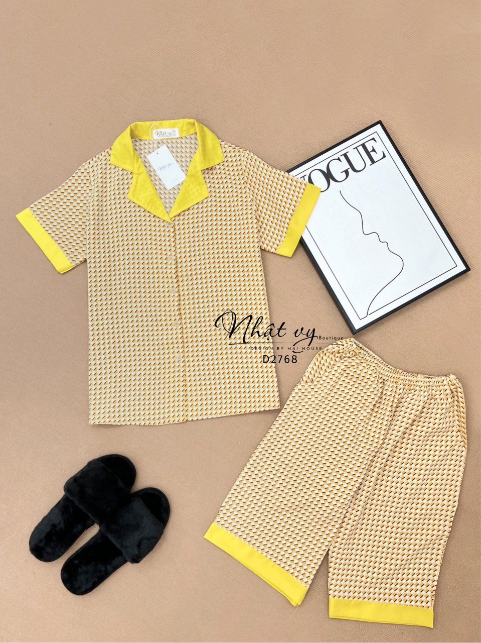  Set bộ lửng cổ pijama phối - D2768 