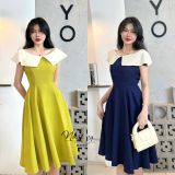  Đầm dáng xoè cổ phối bèo - D2780 