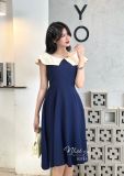  Đầm dáng xoè cổ phối bèo - D2780 