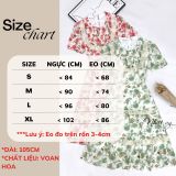  Đầm hoa cổ tròn phối viền bèo - D2798 