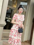  Đầm hoa cổ tròn phối viền bèo - D2798 