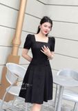  Đầm cổ vuông tay phồng đính cúc bọc - D2806 