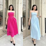  Đầm maxi 2 dây nhún ngực cách điệu - D2811 