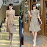  Đầm cổ vest dáng ôm đính cúc giả - D2816 