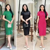  Đầm thun dáng ôm cổ sơ mi - D2825 