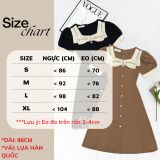  Đầm cổ vuông phối bèo nơ đính cúc giả - D2832 