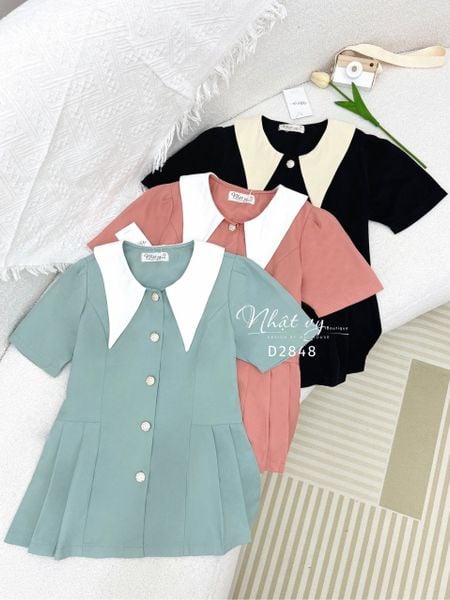  Áo peplum cổ tròn phối bèo - D2848 