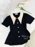  Áo peplum cổ tròn phối bèo - D2848 