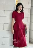  Đầm peplum xếp ly dáng dài - D2864 