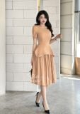  Đầm peplum xếp ly dáng dài - D2864 