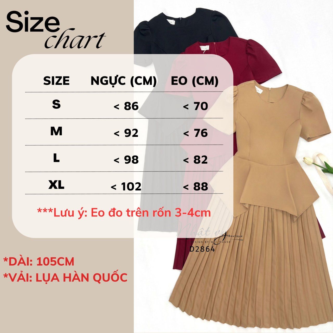  Đầm peplum xếp ly dáng dài - D2864 