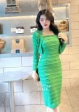  Set đầm thun ôm phối áo khoác form ngắn - D2868 