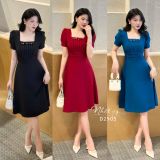  Đầm cổ vuông đính ngọc cách điệu form dáng xoè - D2905 