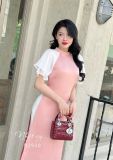  Áo dài cổ tàu đính hạt ngọc phối tay cánh tiên - D2930 