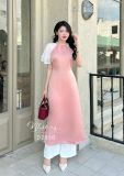  Áo dài cổ tàu đính hạt ngọc phối tay cánh tiên - D2930 