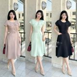  Đầm cổ tròn tay cánh dơi kèm dây belt rời - D3028 
