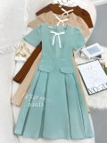  Đầm cổ tròn đính nơ form dáng ôm - D3033 