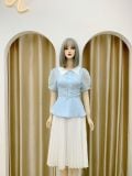  Áo peplum cổ phối viền bèo cách điệu - D3045 
