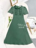  Đầm cổ tròn nhún bèo ngực viền cách điệu form dáng xoè - D3058 
